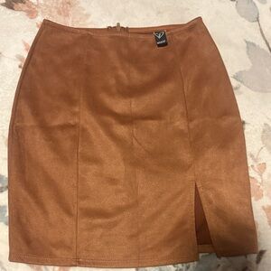 Windsor Tan Faux Leather Pencil Skirt